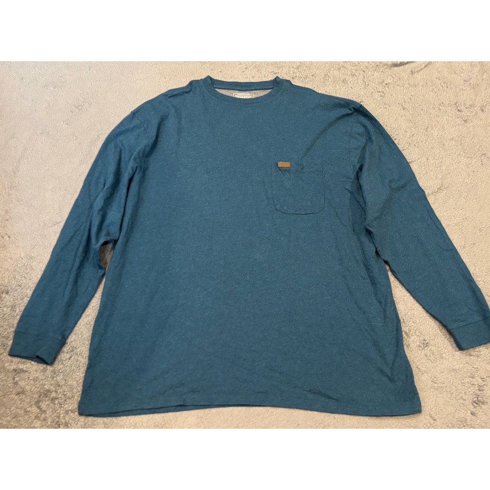 Pendleton Mens XXL Long Sleeve Pocket T-Shirt Teal Blue Cotton Crewneck 70L662